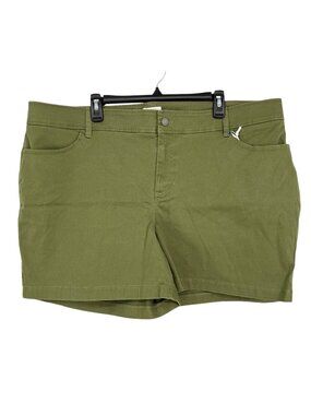 Market & Spruce Olive Green Flat Front Shorts Size 24W NWT